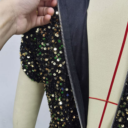 Women's Short Sleeve Retro Sequins Dress