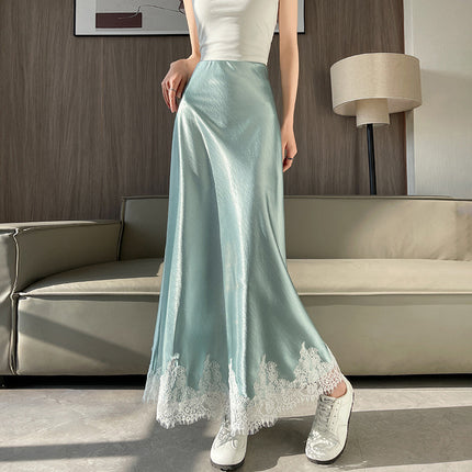 Spring And Summer Lace Acetate Satin Fishtail Skirt For Women