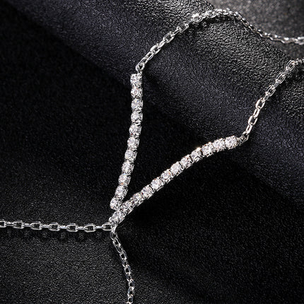 Women's V-finger Simple Copper Bracelet Silver Double-layer Bracelet