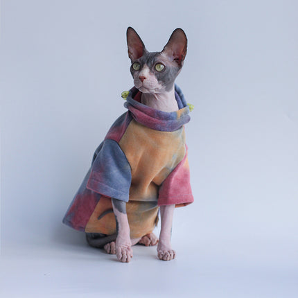 Pet Cats And Dogs Plus Velvet Warmth And Thick Tie-dye Hooded Sweater In Autumn And Winter