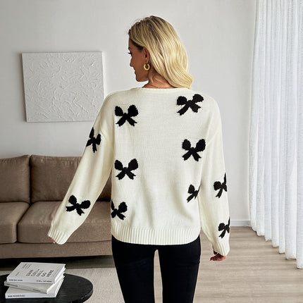 Lace-up Bow Pattern Women's Sweater Cardigan