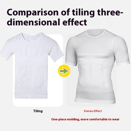 Men's Belly Contracting Chest Cover Sports Workout Bottoming Short Sleeve