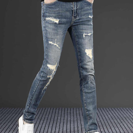 Men's Fashion Slim Fit Skinny Stretch Ripped Jeans