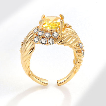 Twilight Yellow Gem Leaves Ring