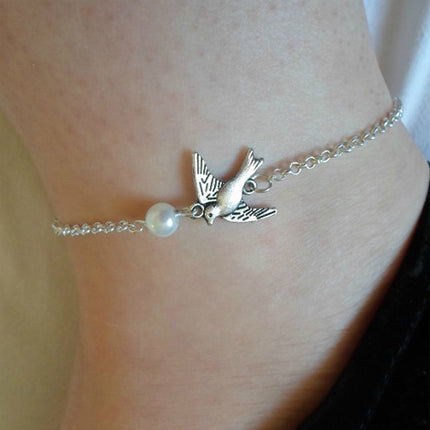 European And American New Fashion Ornament Peace Pigeon Anklet Pearl Foot Ornaments