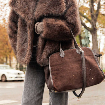 Warm Fashion Loose-fitting Long Sleeves Plush Brown Coat