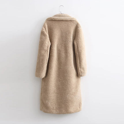 Lamb Wool Fur Profile Long Fur Coat Women