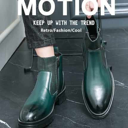 High-top British Double Buckle Slip-on Leather Boots 2023 Autumn And Winter