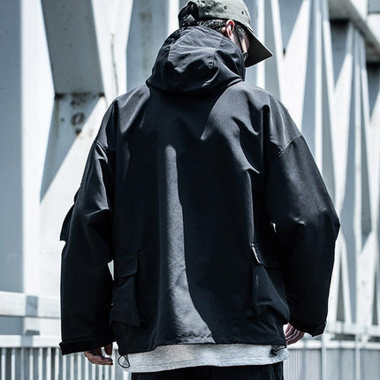 Multi pocket hooded cargo jacket