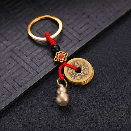 Brass Creative Fortune Cat Keychain Copper Wire Pendant