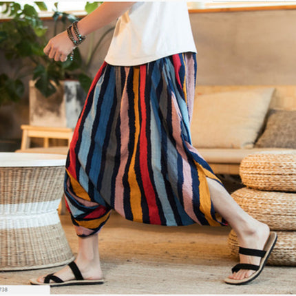 Striped Nepalese cropped trousers