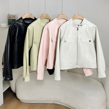 Spring And Autumn Clothing Slimming Leather Coat