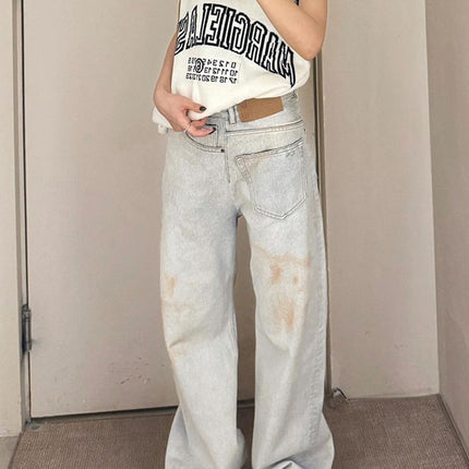 American Retro Plus Size Stitching Jeans For Women