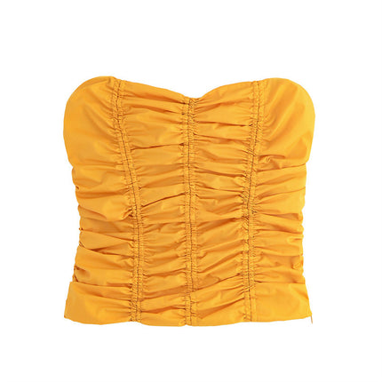 Tube Top Pleated Long-sleeved Suit