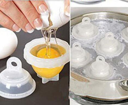 Hot 1 Set7 Piece Hard Boil Egg Cooker 6 Eggies Without Shells With Bonus Egg White Yolk Separator Eggs Steamer  Cooking Tools