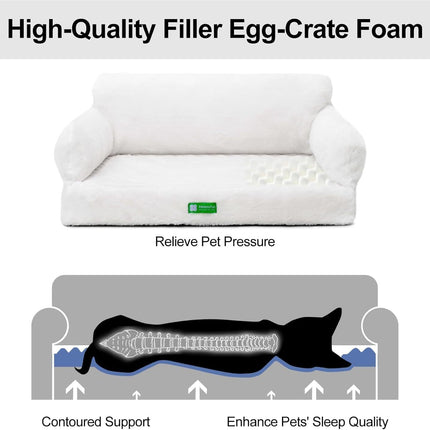 MEWOOFUN Orthopedic Dog Bed For Small Or Medium Dogs - 34.6 Inches Egg Foam Sofa With Removable Washable Cover & Non-Slip Bottom, Large, Beige