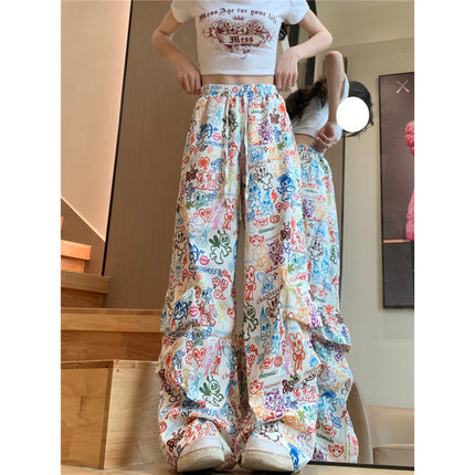 Women's Colorful Graffiti Printing Overalls