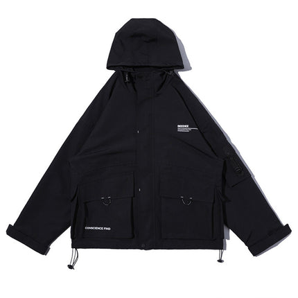 Multi pocket hooded cargo jacket