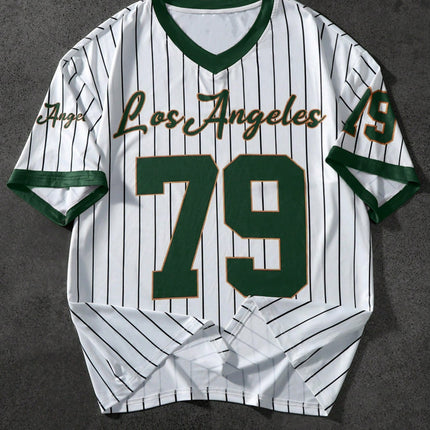 Men's Los Angeles Letter Print Short Sleeve Top