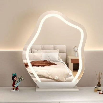 Large Makeup Mirror Cloud Shape Vanity Mirror 3 Colors LED Lights 220V