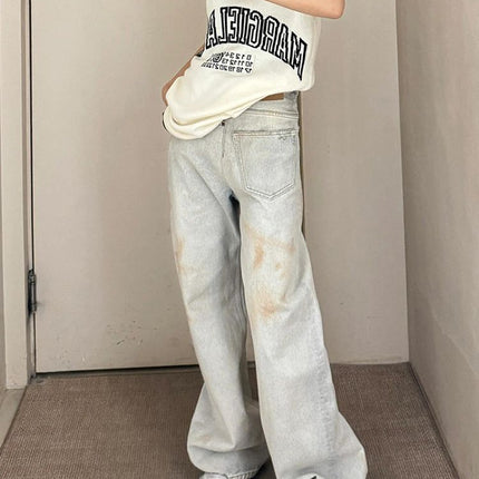 American Retro Plus Size Stitching Jeans For Women