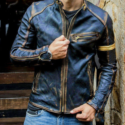 Punk men's motorcycle leather jacket