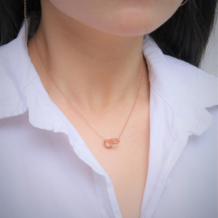 Necklace Double Ring Rose Gold Clavicle Chain