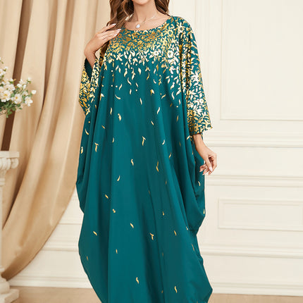 Green Batwing Sleeve Plus Size Dress