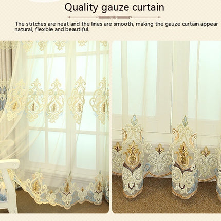 Crown European Embroidery Cloth Mesh Curtains Living Room Bedroom Simple