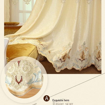 Crown European Embroidery Cloth Mesh Curtains Living Room Bedroom Simple