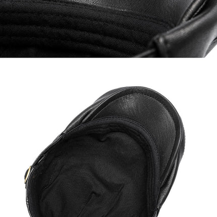 Autumn And Winter Genuine Leather Men's Middle-aged And Elderly Duck Tongue Korean Workers Monochrome Beret