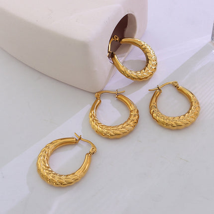 Unisex Style Geometric Refined Grace Titanium Steel Gold-plated U-shaped Wheat Earrings