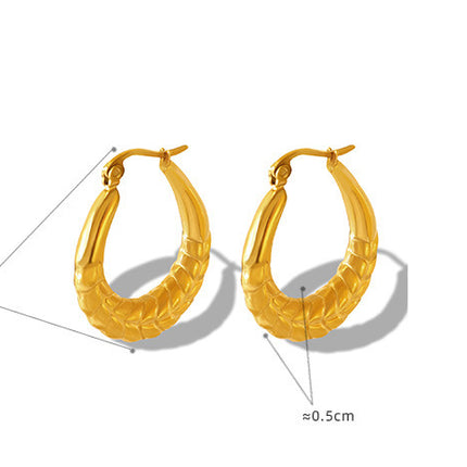 Unisex Style Geometric Refined Grace Titanium Steel Gold-plated U-shaped Wheat Earrings