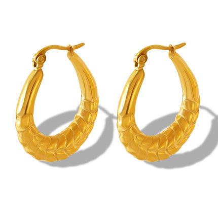 Unisex Style Geometric Refined Grace Titanium Steel Gold-plated U-shaped Wheat Earrings