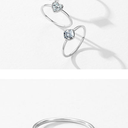S925 Sterling Silver Sweet Heart Marriage Engagement Ring