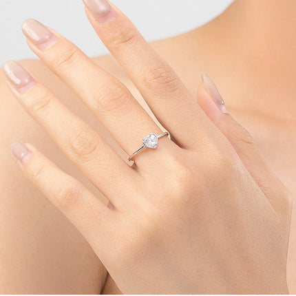 S925 Sterling Silver Sweet Heart Marriage Engagement Ring