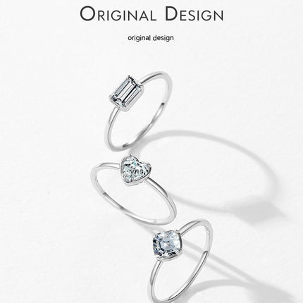 S925 Sterling Silver Sweet Heart Marriage Engagement Ring