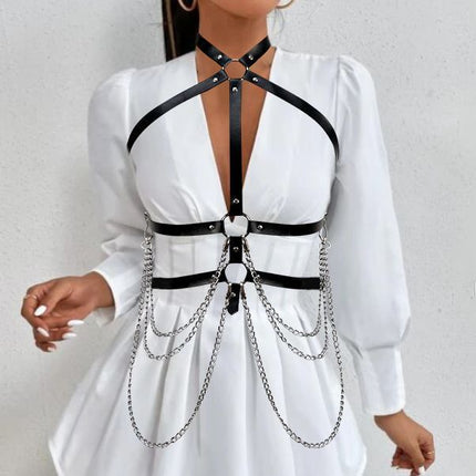 Multi-layer Chain High Neck Cami Belt Strap