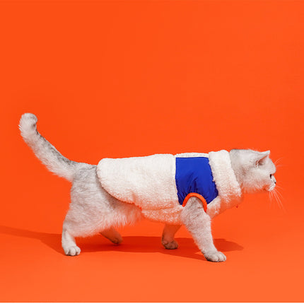 Winter Warm Pet Kitten Turtleneck Zipper Velvet Vest Winter Cold Vest