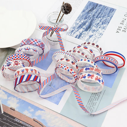 Stars And Stripes Ribbon Dovetail Bowknot Hair Ring Double Stitching Dovetail Ribbon