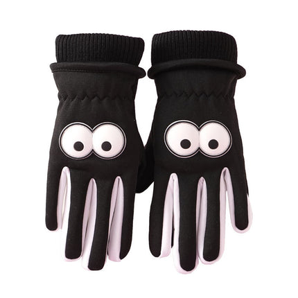 Children's Gloves Autumn And Winter Outdoor Cold-proof Warm With Velvet Anti-slip Cycling Cartoon Cute Windproof