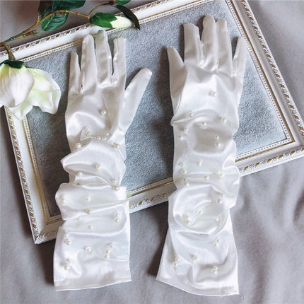 Summer Thin Bridal Pearl Mesh Gloves