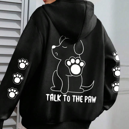 Funny Dog Cartoon Printed Hoodie Women's Warm