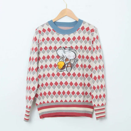 Women's slim T-shirt with diamond lattice sweater