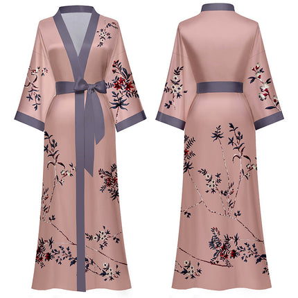 Spring And Autumn Long-sleeved Satin Ice Silk Chinese Style Ink Pajamas