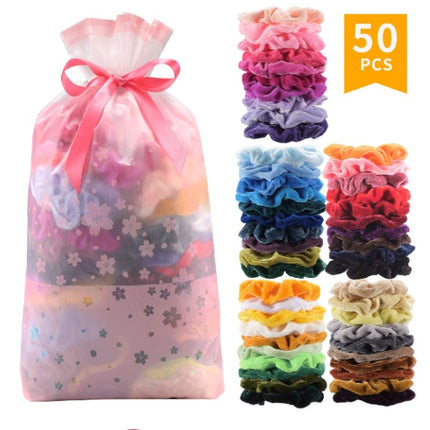 50  Pcs Gold velvet hair ring