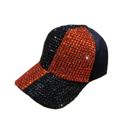 Korean Style Dual-color Patchwork Diamond Cap Shiny