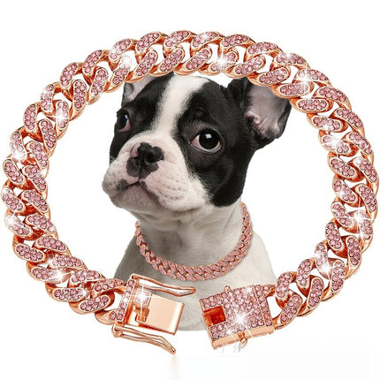 Pet Diamond Collar Cuban Link Chain Small Medium Large Dogs And Cats Necklace