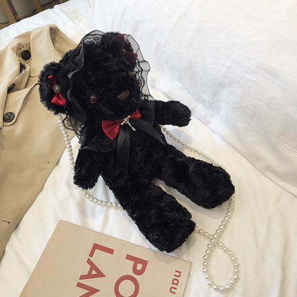 Creative Teddy Bear Chain Plush One Shoulder Messenger Bag