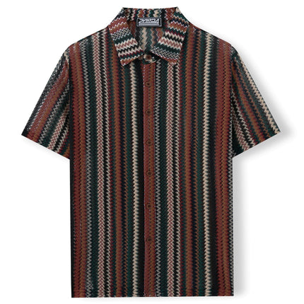 Summer New Men's Ethnic Style Striped Shirt